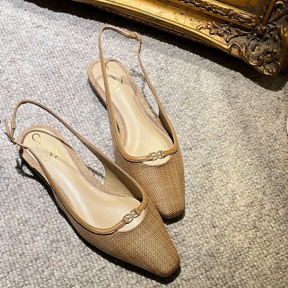 Sam Edelman Cleo Woven Slingback Shoes in Buff Tan